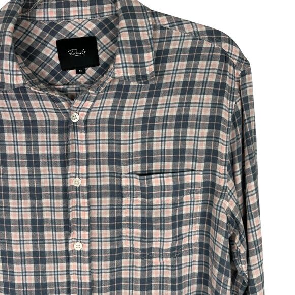 Rails Connor Button Down Flannel Stone Pink White Linen Blend M - Picture 5 of 10